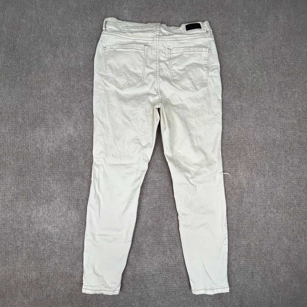 Nicole Miller Soho High Rise Ankle Skinny Jeans Womens 10 White Denim Distressed